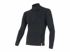 Sensor Merino DF Tee LS Zip – Uldundertrøje M. Høj Hals- Herre – Sort – Str. XL