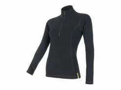Sensor Merino DF Tee LS Zip – Uldundertrøje M. Høj Hals- Dame – Sort – Str. L