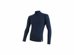 Sensor Merino DF – Merinoulds T-shirt M. Lg. ærmer, Lynlås I Hals -Herre- Blå – Str. XXL